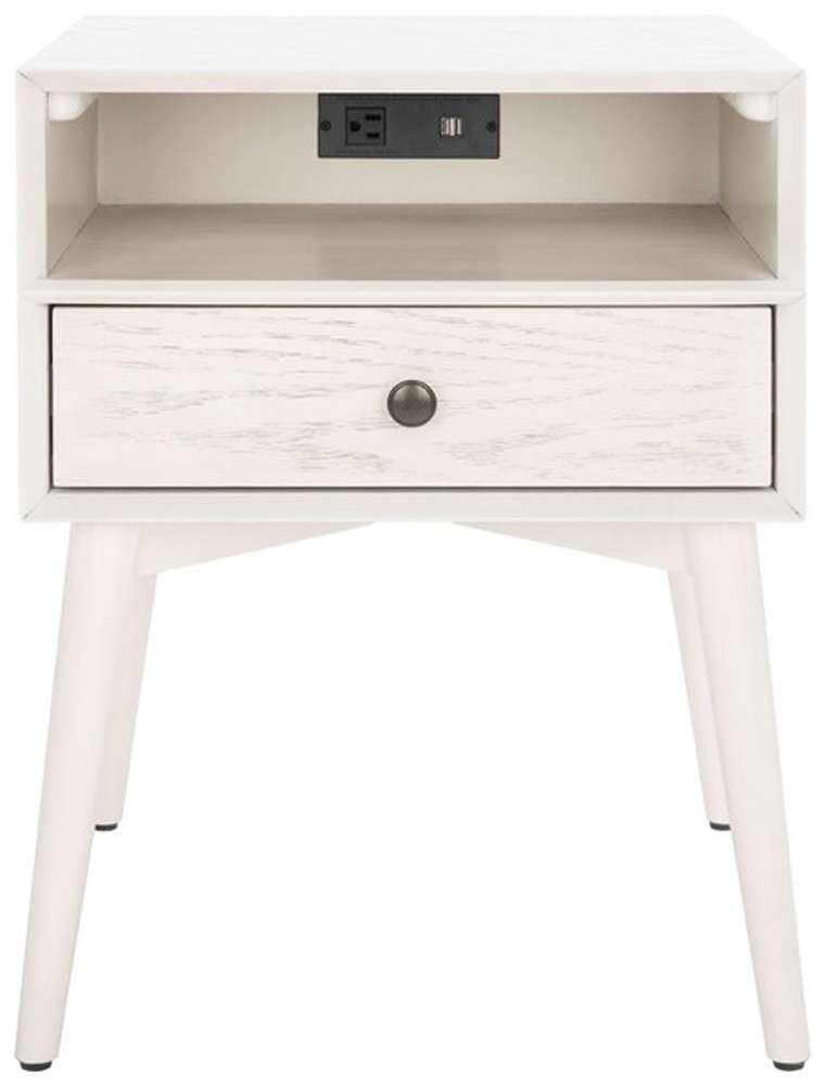 Safavieh - Scully Nightstand W/ Usb - White Washed - Antique Gold - NST6408A veiw 1