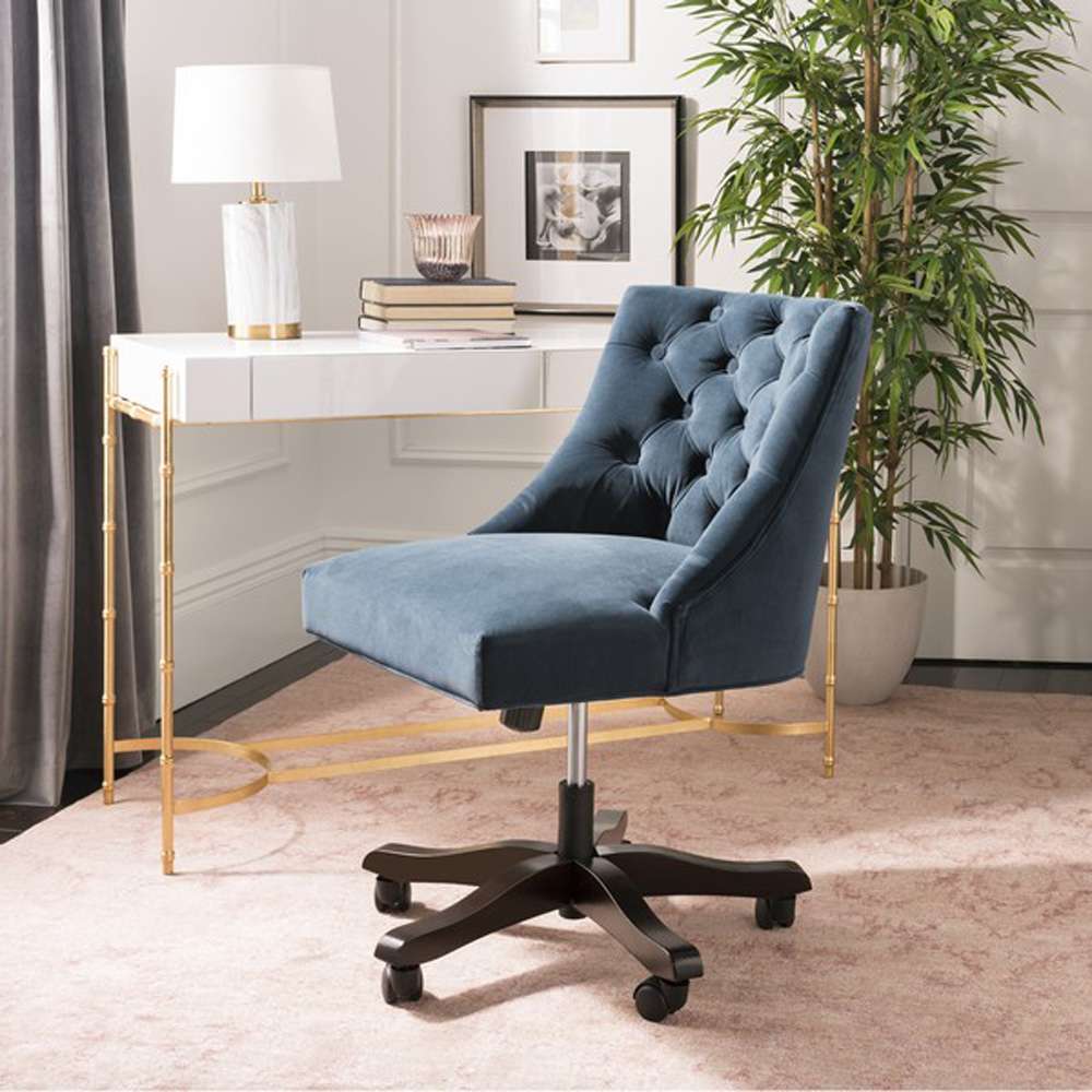 Safavieh - Soho Tufted Swivel Desk Chair - Navy - MCR1030C veiw 3