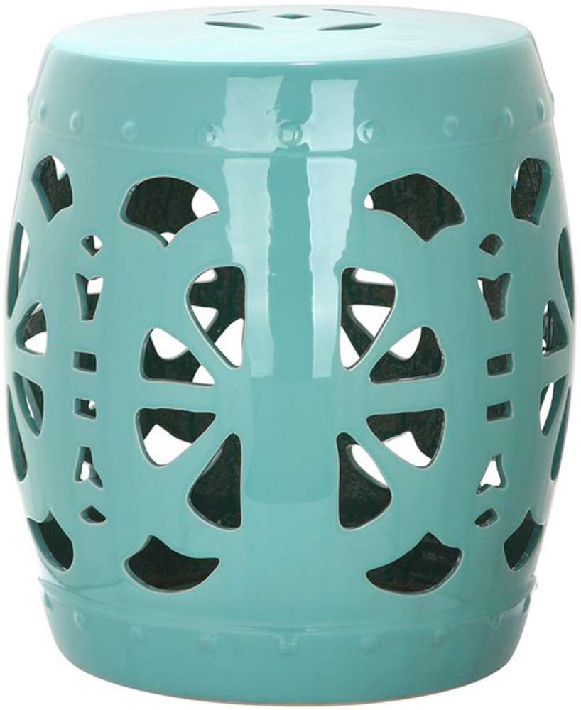 Safavieh - Stencil Blossom Garden Stool - Light Blue - ACS4536C veiw 1