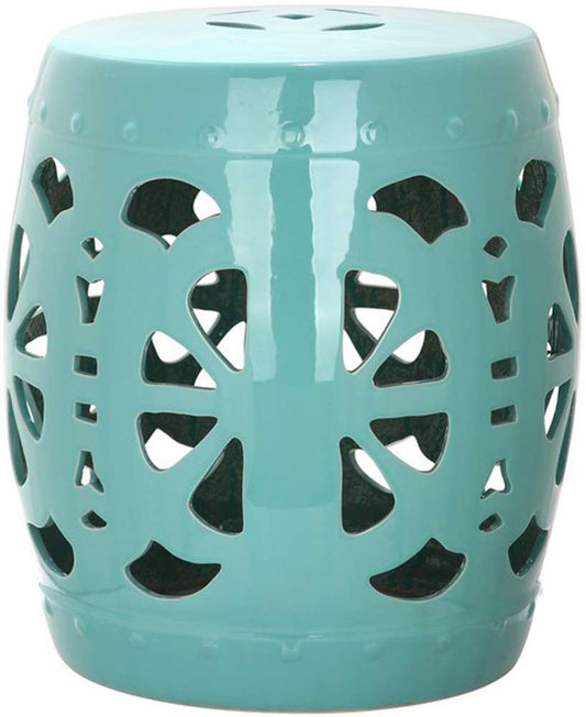 Safavieh - Stencil Blossom Garden Stool - Light Blue - ACS4536C veiw 1