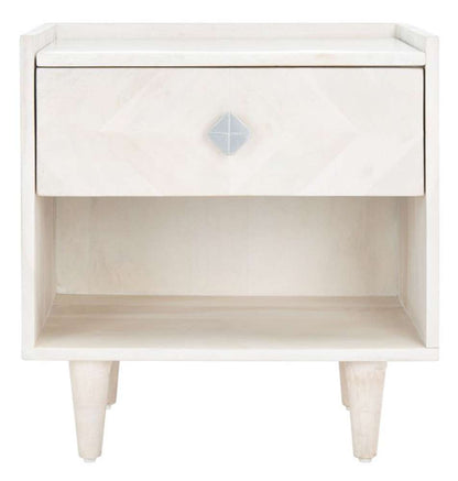 Safavieh - Tahseen Parquet Nightstand - White Washed - Silver - NST9004B veiw 1