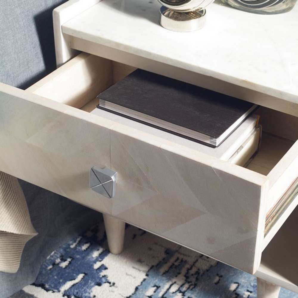 Safavieh - Tahseen Parquet Nightstand - White Washed - Silver - NST9004B veiw 2