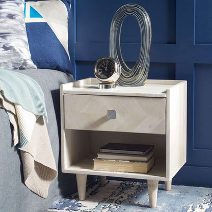 Safavieh - Tahseen Parquet Nightstand - White Washed - Silver - NST9004B veiw 3