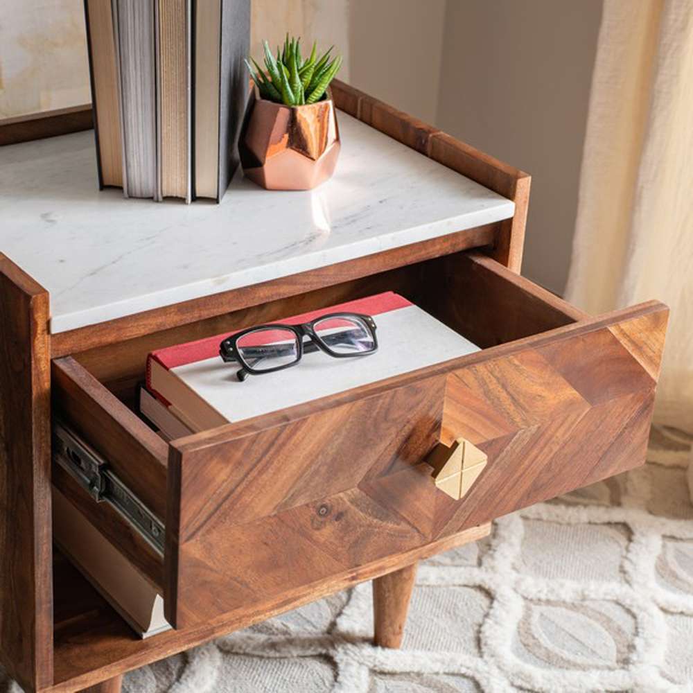 Safavieh - Tahseen Parquet Nightstand - Natural - White - NST9004A veiw 2