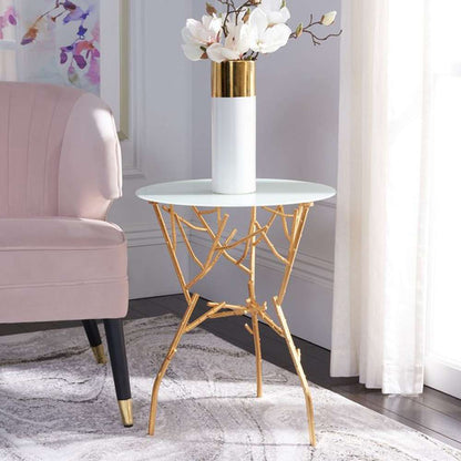 Safavieh - Tara Accent Table - Gold - White - FOX2520A veiw 2