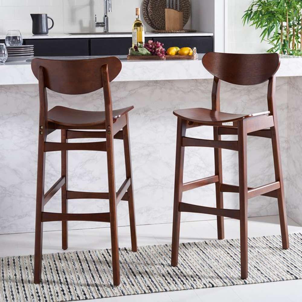 Safavieh - Thaxton Bar Stool - Walnut  (Set of 2) - BST1500D-SET2 veiw 2