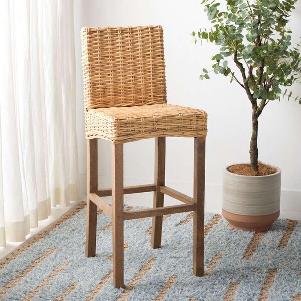 Safavieh - Tobie Rattan Bar Stool - Natural - Golden Brown - BST6500A veiw 2