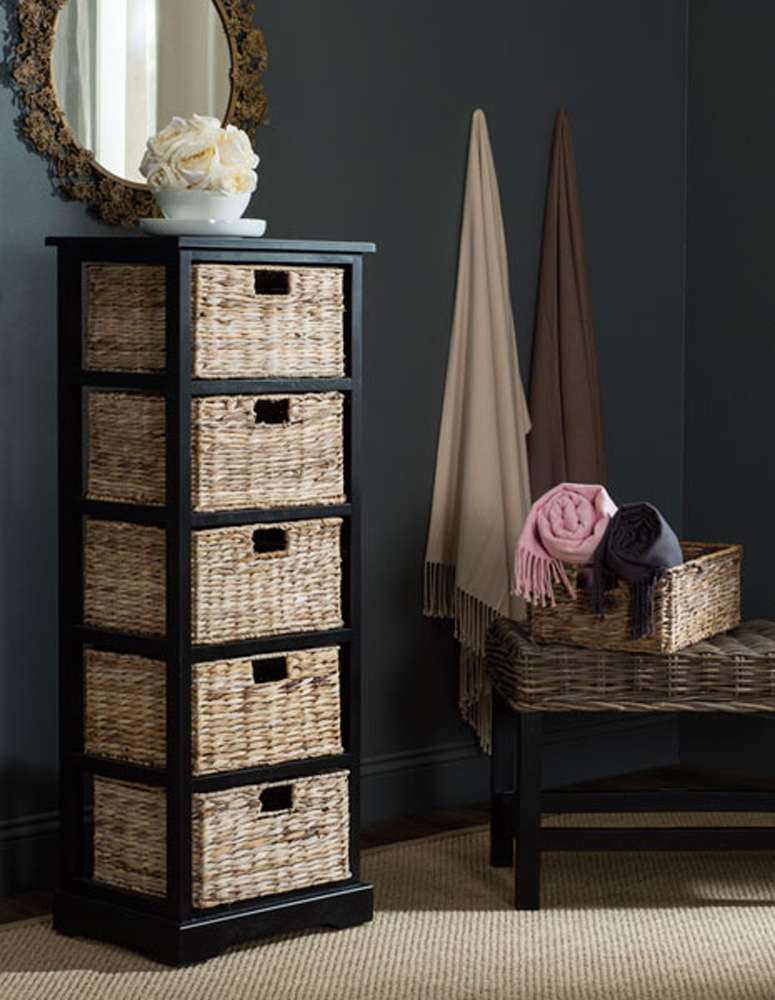 Safavieh - Vedette 5 Basket Storage Tower - Distressed Black  - AMH5739A veiw 2
