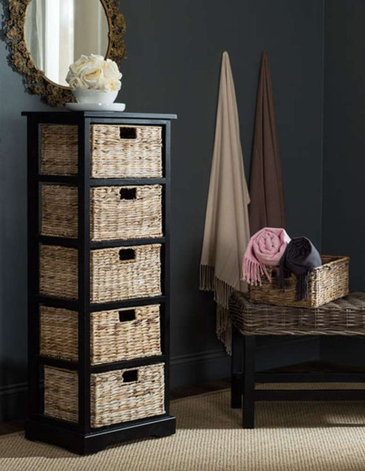 Safavieh - Vedette 5 Basket Storage Tower - Distressed Black  - AMH5739A veiw 2