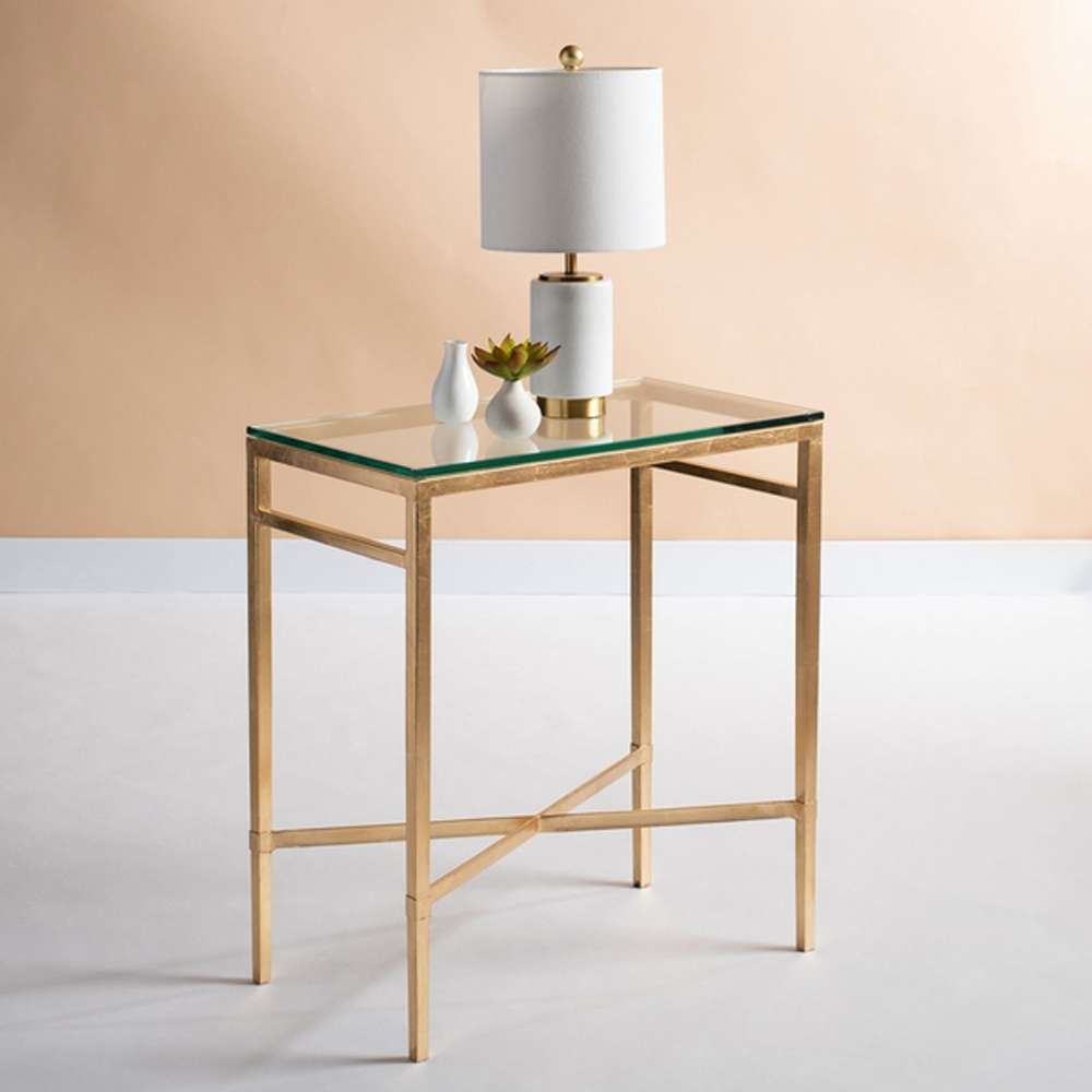 Safavieh - Viggo Chairside Table - Gold - Glass - AMH8300A veiw 1