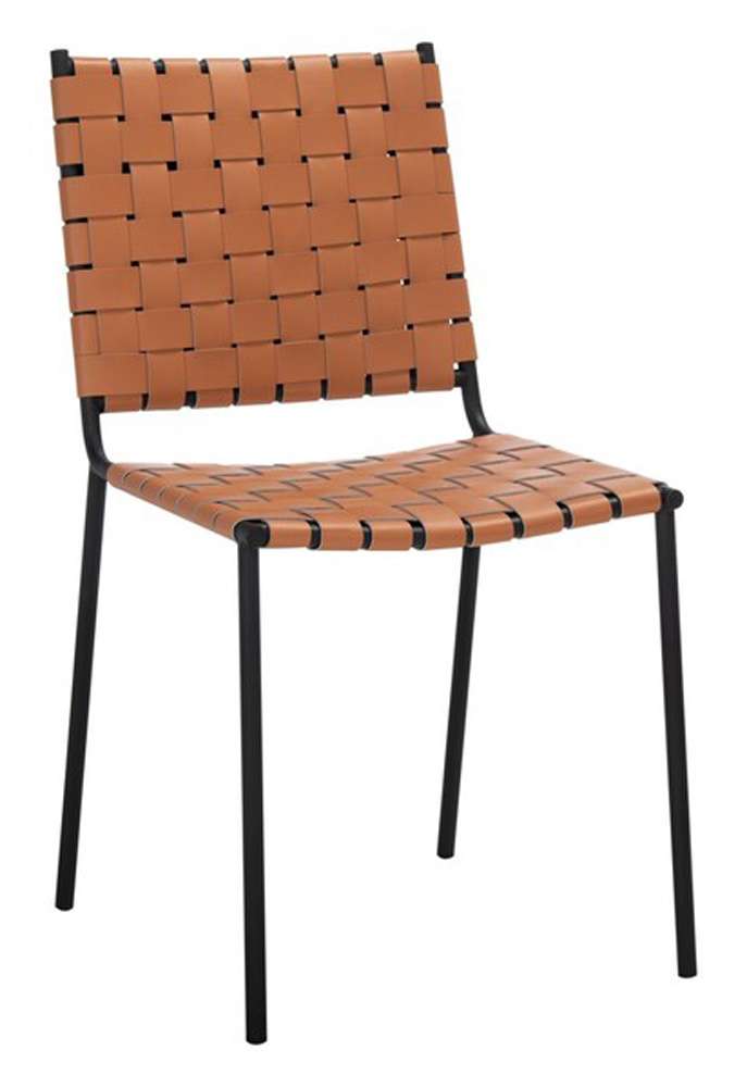 Safavieh - Wesson Woven Dining Chair - Cognac - Black  (Set of 2) - DCH3005B-SET2 veiw 3