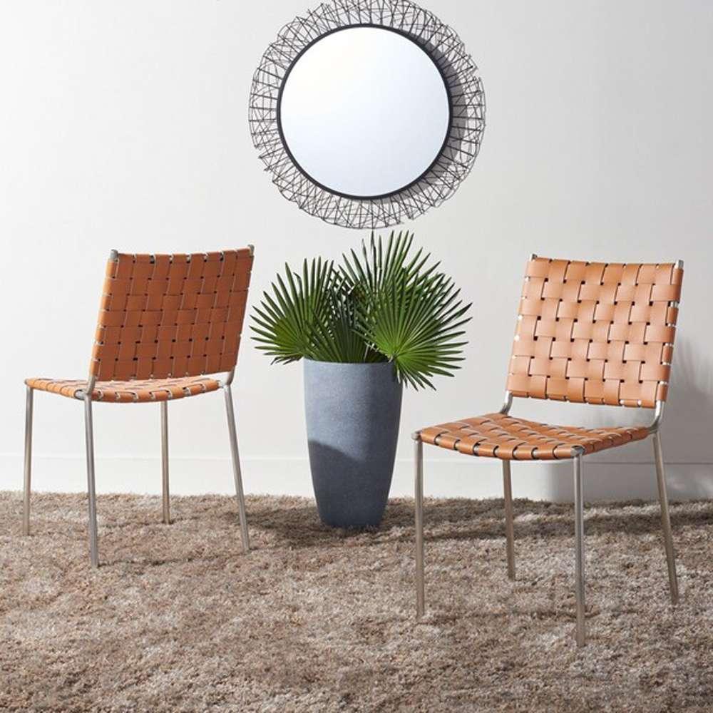 Safavieh - Wesson Woven Dining Chair - Cognac - Silver  (Set of 2) - DCH3005A-SET2 veiw 2