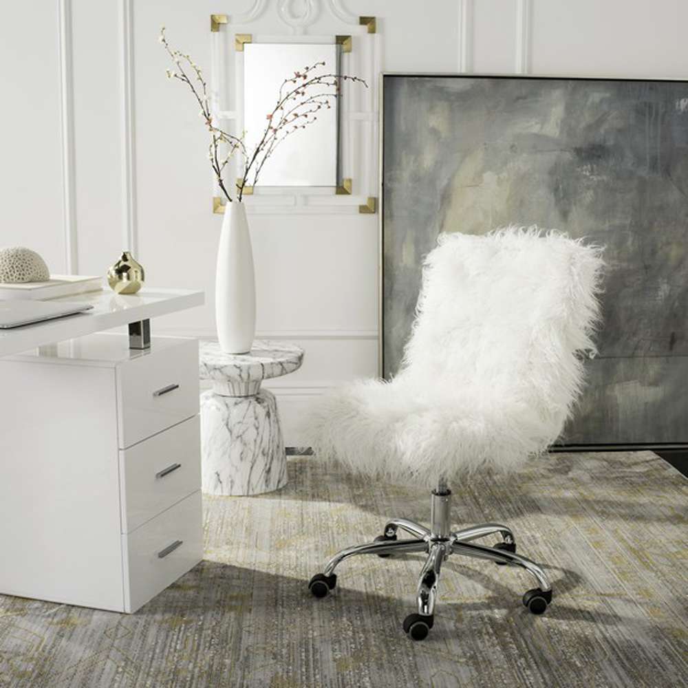 Safavieh - Whitney Swivel Office Chair - White - Chrome - OCH4505A veiw 3