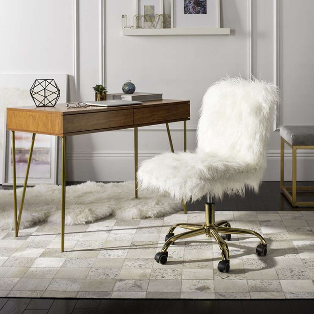 Safavieh - Whitney Swivel Office Chair - White - Gold - OCH4505B veiw 3