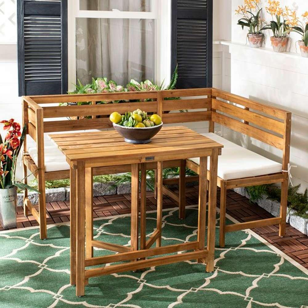 Safavieh - Wilton Balcony Corner Lounge - Teak Brown - Beige - PAT6754B veiw 2