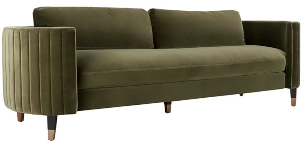 Safavieh - Winford Velvet Sofa - Olive - Black - KNT7045A veiw 1