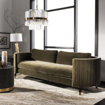 Safavieh - Winford Velvet Sofa - Olive - Black - KNT7045A veiw 4