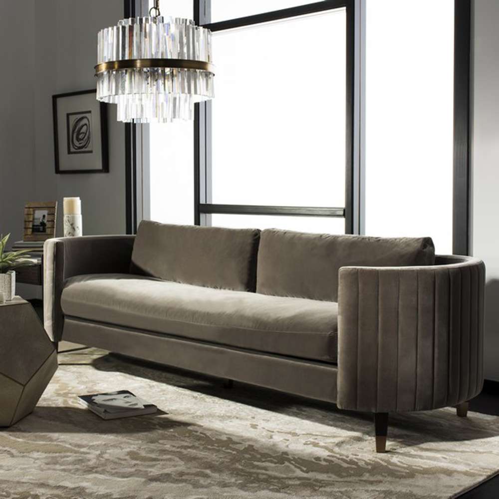 Safavieh - Winford Velvet Sofa - Shale - Black - KNT7045B veiw 3