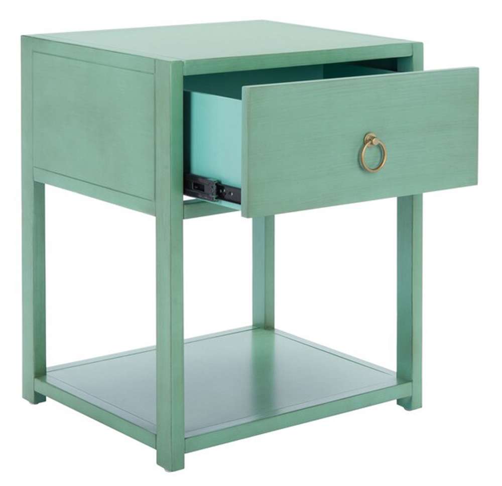 Safavieh - Yudi 1 Drw 1 Shelf Nightstand - Turquoise - NST9201C veiw 2