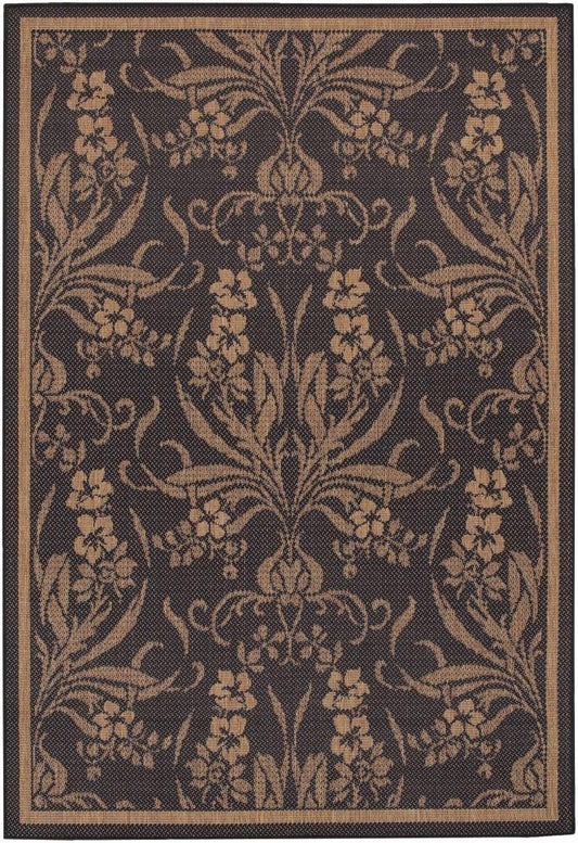 Couristan - Recife Garden Cottage/Black-Cocoa Rug - 76 x 109 - 15160111076109T veiw 1