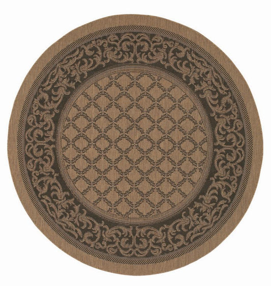 Couristan - Recife Garden Lattice/Cocoa-Black Rug - 76 Round - 10162000076076N veiw 1