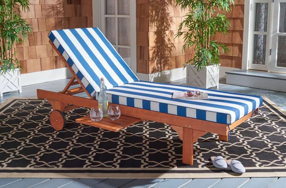 Safavieh - Newport Lounge Chair - Natural - Royal Blue Striped - PAT7022J veiw 3