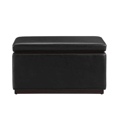 Linon Home Decor - Blanche Rectangle Storage Ottoman, Black Faux Leather - ST014BLKPU01ASU veiw 2