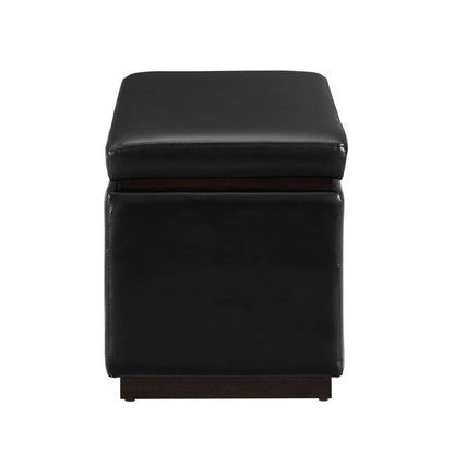 Linon Home Decor - Blanche Rectangle Storage Ottoman, Black Faux Leather - ST014BLKPU01ASU veiw 3