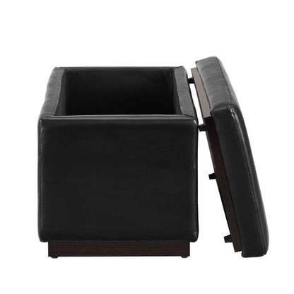Linon Home Decor - Blanche Rectangle Storage Ottoman, Black Faux Leather - ST014BLKPU01ASU veiw 7