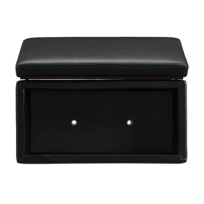 Linon Home Decor - Blanche Rectangle Storage Ottoman, Black Faux Leather - ST014BLKPU01ASU veiw 8