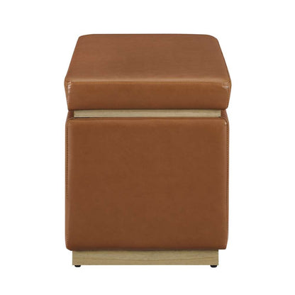 Linon Home Decor - Blanche Rectangle Storage Ottoman, Caramel Faux Leather - ST014CARPU01ASU veiw 3