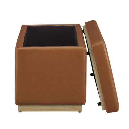 Linon Home Decor - Blanche Rectangle Storage Ottoman, Caramel Faux Leather - ST014CARPU01ASU veiw 7