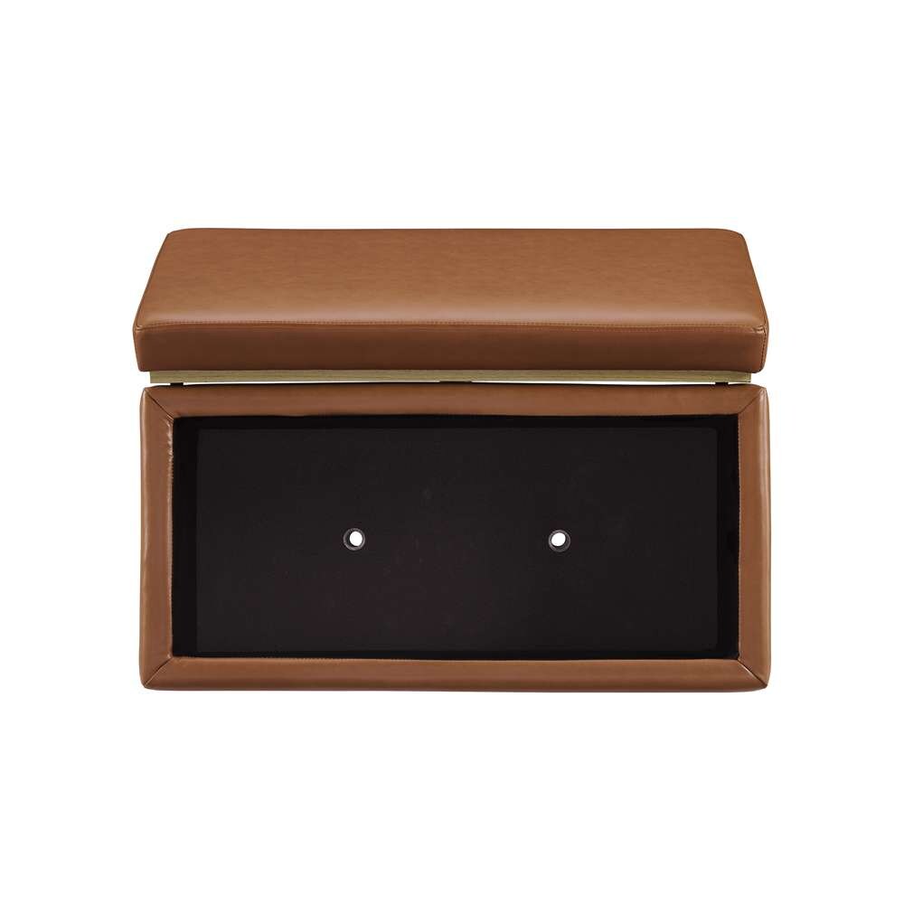Linon Home Decor - Blanche Rectangle Storage Ottoman, Caramel Faux Leather - ST014CARPU01ASU veiw 8