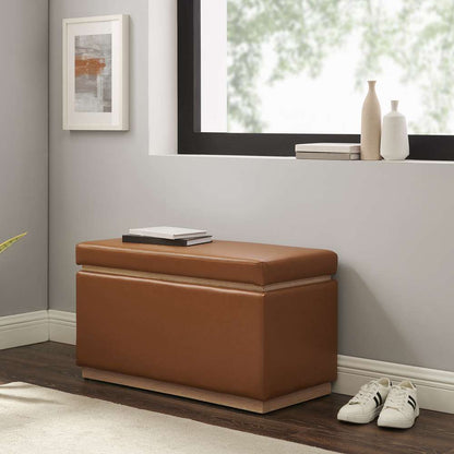 Linon Home Decor - Blanche Rectangle Storage Ottoman, Caramel Faux Leather - ST014CARPU01ASU veiw 9