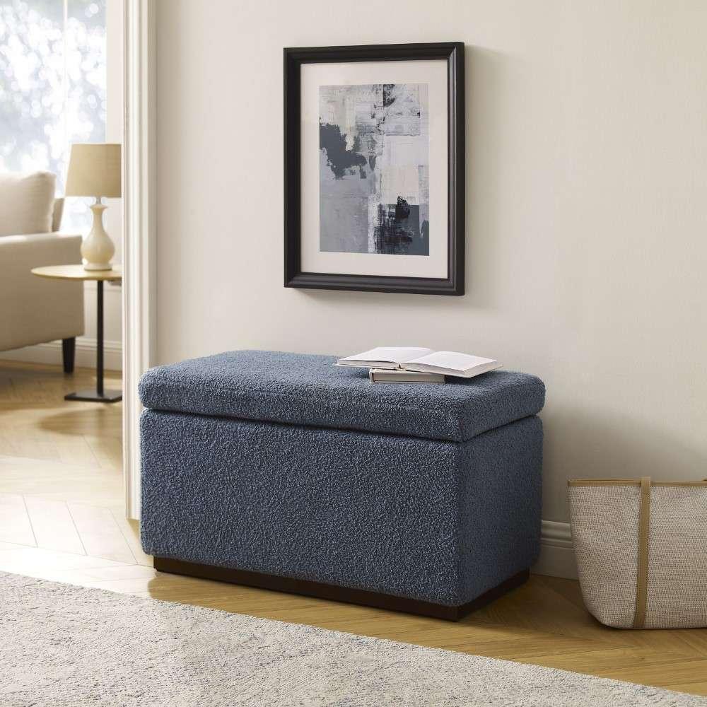 Linon Home Decor - Blanche Rectangle Storage Ottoman, Dark Gray - ST014DGRY01ASU veiw 9