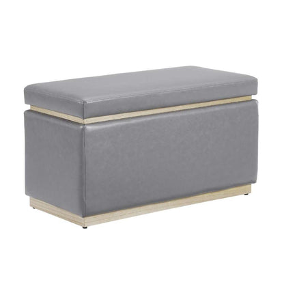 Linon Home Decor - Blanche Rectangle Storage Ottoman, Gray Faux Leather - ST014GRYPU01ASU veiw 1