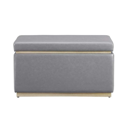 Linon Home Decor - Blanche Rectangle Storage Ottoman, Gray Faux Leather - ST014GRYPU01ASU veiw 2