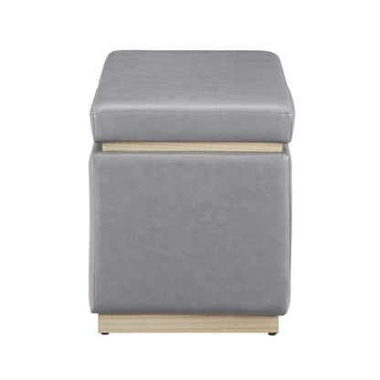 Linon Home Decor - Blanche Rectangle Storage Ottoman, Gray Faux Leather - ST014GRYPU01ASU veiw 3