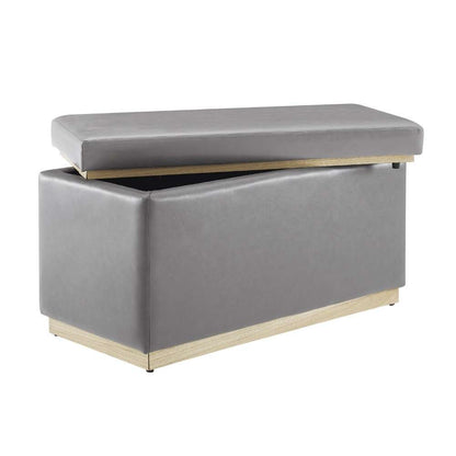 Linon Home Decor - Blanche Rectangle Storage Ottoman, Gray Faux Leather - ST014GRYPU01ASU veiw 6