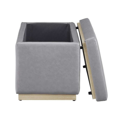 Linon Home Decor - Blanche Rectangle Storage Ottoman, Gray Faux Leather - ST014GRYPU01ASU veiw 7