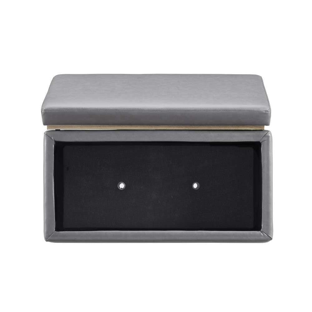 Linon Home Decor - Blanche Rectangle Storage Ottoman, Gray Faux Leather - ST014GRYPU01ASU veiw 8