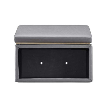 Linon Home Decor - Blanche Rectangle Storage Ottoman, Gray Faux Leather - ST014GRYPU01ASU veiw 8