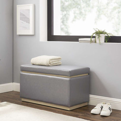 Linon Home Decor - Blanche Rectangle Storage Ottoman, Gray Faux Leather - ST014GRYPU01ASU veiw 9