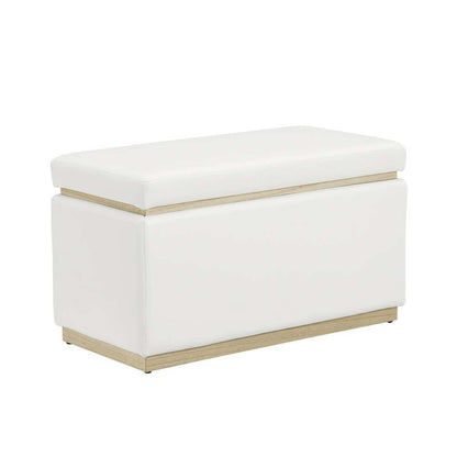 Linon Home Decor - Blanche Rectangle Storage Ottoman, White Faux Leather - ST014WHTPU01ASU veiw 1