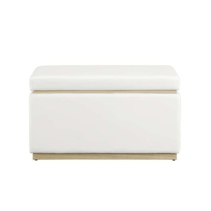 Linon Home Decor - Blanche Rectangle Storage Ottoman, White Faux Leather - ST014WHTPU01ASU veiw 2