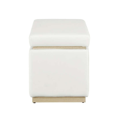Linon Home Decor - Blanche Rectangle Storage Ottoman, White Faux Leather - ST014WHTPU01ASU veiw 3