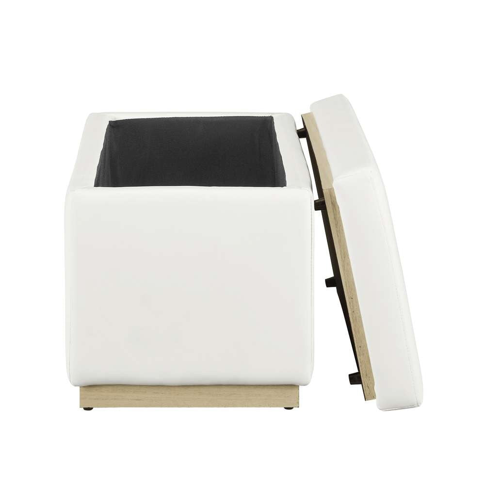 Linon Home Decor - Blanche Rectangle Storage Ottoman, White Faux Leather - ST014WHTPU01ASU veiw 7