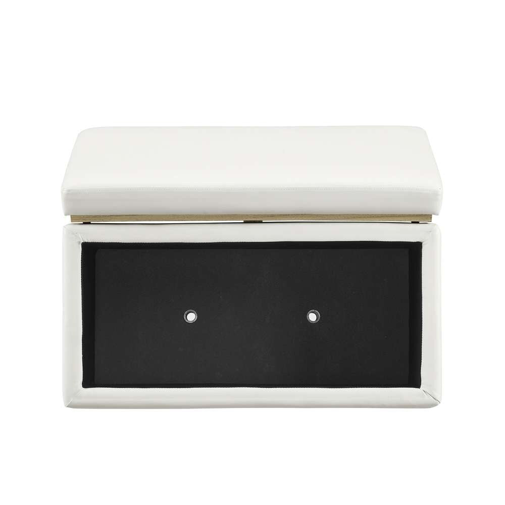 Linon Home Decor - Blanche Rectangle Storage Ottoman, White Faux Leather - ST014WHTPU01ASU veiw 8