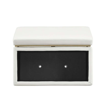 Linon Home Decor - Blanche Rectangle Storage Ottoman, White Faux Leather - ST014WHTPU01ASU veiw 8