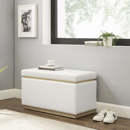 Linon Home Decor - Blanche Rectangle Storage Ottoman, White Faux Leather - ST014WHTPU01ASU veiw 9
